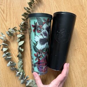 Starbucks Black and Floral Tumblers